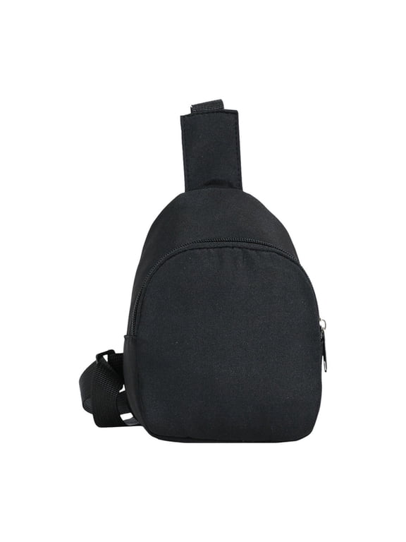Lightweight Nylon Sling Bag, Crossbody Bags Chest Purse for Travel Shopping Walking, Adjustable Strap Shoulder Bag for Boys and Girls, Black
