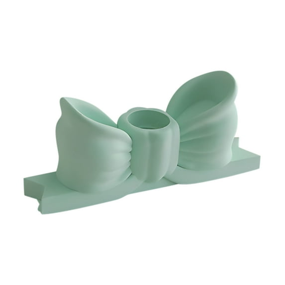Btomtd Long Aromatherapy Candle Holder with Bow Decoration, Bow Shaped Candlestick Holders for Tabletop, Decorative Candle Stand for Home Decor, 4.5"x1.4"x2", Green