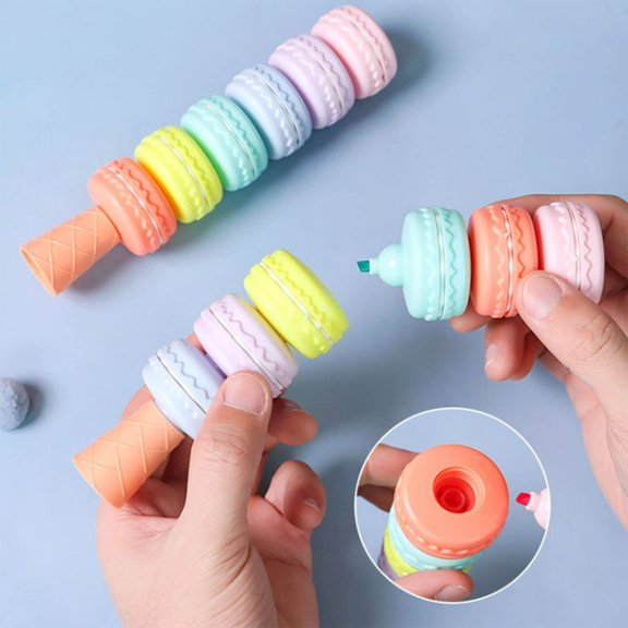 Btomtd Macaron Styling Fluorescent Pens, Splicing Color Markers for Key Marking and Hand Account, Multicolor