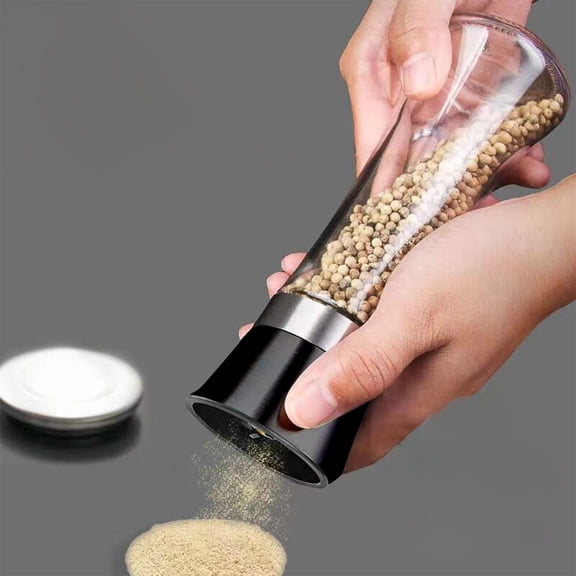 Btomtd Manual Salt and Pepper Grinder, Glass Body Spice Mill with Adjustable Grind, Kitchen Spice Grinder for Coarse Sea Salt and Black Pepper, Black