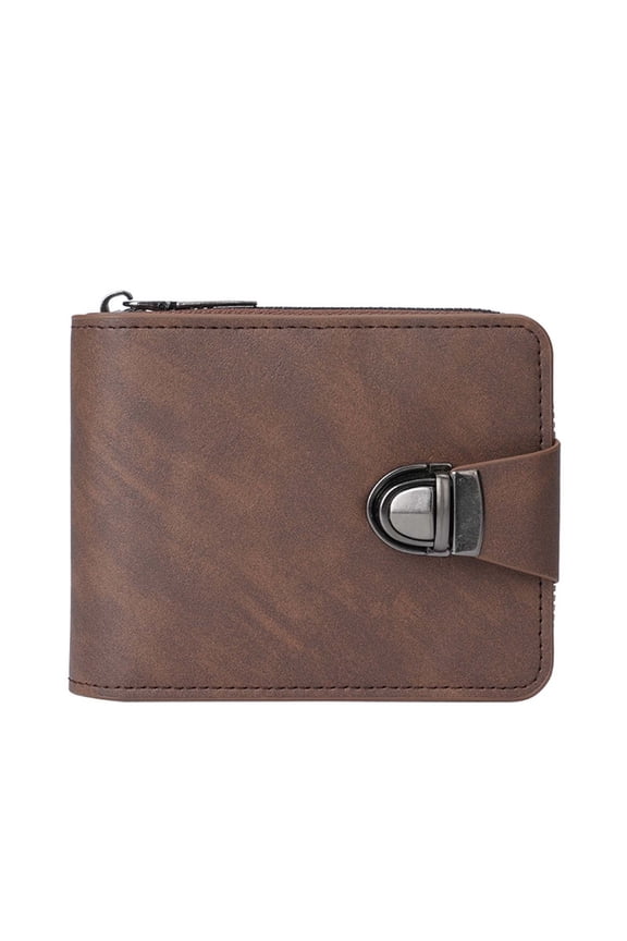 Men's Vintage Compact Wallet, Lock Buckle Business Large Capacity Multi Slot Wallet, Wallets and Purses for Travel and Daily Use, Coffee