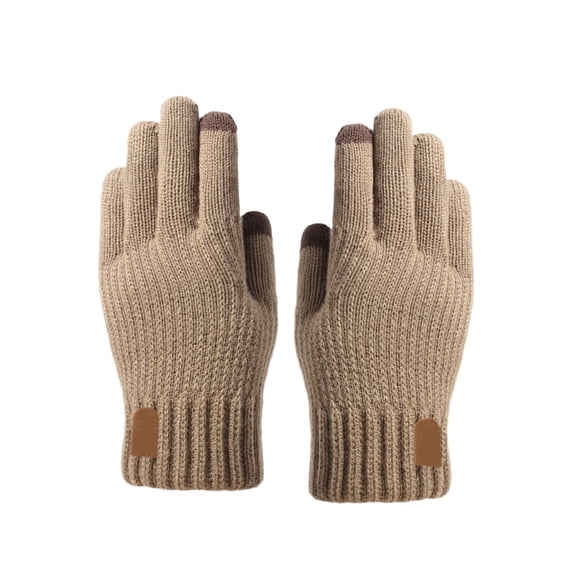 Btomtd Men's and Women's Woolen Knitted Gloves with Touch Screen, Winter Warm Gloves with Velvet Thick Lining for Outdoor Cold Protection and Warmth, Coffee