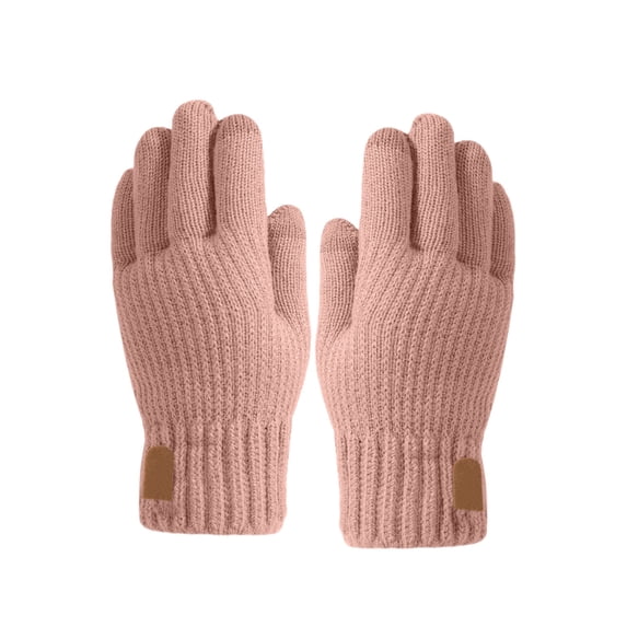 Btomtd Men's and Women's Woolen Knitted Gloves with Touch Screen, Winter Warm Gloves with Velvet Thick Lining for Outdoor Cold Protection and Warmth, Pink