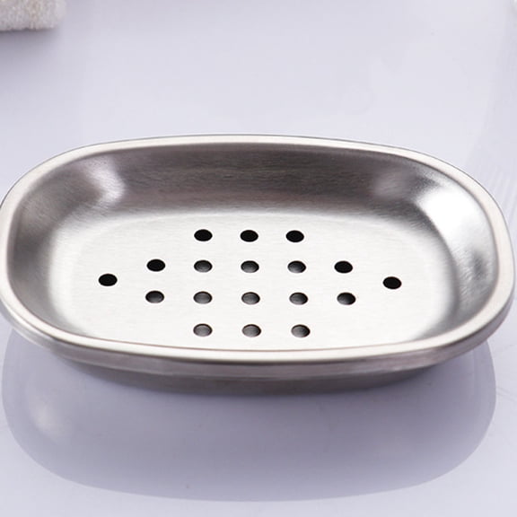 Btomtd Metal Soap Dish for Bar Soap and Face Wash, Detachable Bathroom Soap Holder, Draining Soap Case and Box for Shower, Silver