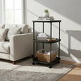 thumbnail image 1 of Btomtd Mini Bedside Table Rack for Small Spaces, Compact and Easy Assembly Side Table Shelf, Small Apartment Nightstand Storage Shelves 14"W x 14"D x 25"H, Black, 1 of 7