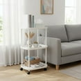 thumbnail image 1 of Btomtd Mini Bedside Table Rack for Small Spaces, Compact and Easy Assembly Side Table Shelf, Small Apartment Nightstand Storage Shelves 14"W x 14"D x 25"H, White, 1 of 7
