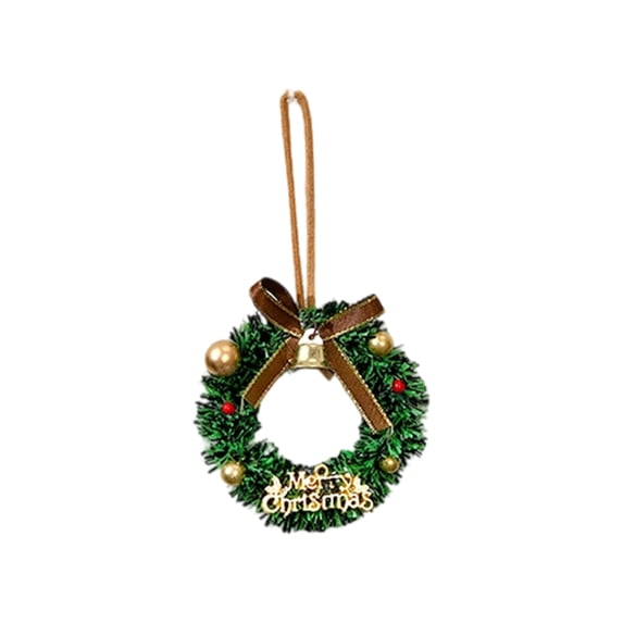 Btomtd Mini Christmas Wreaths and Tree Ornaments, Tree Pendant for Home Window and Door, Hanging Decoration for Car in Various Styles, Wreath Decor and Holiday Ornaments, C