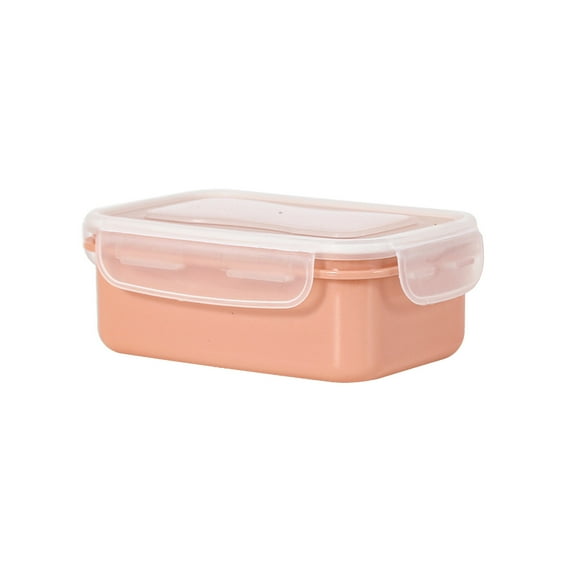 Btomtd Mini Refrigerator Storage Box for Cooked Food, Small Plastic Lunch and Bento Storage Containers, Kitchen Food Preservation Fresh Keeping Box, Size 600ml, Pink
