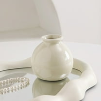 Btomtd Mini Scandinavian Style Ceramic Vase, Concise Home Decorative Ornament Flower Pot, Living Room Desktop and Dining Table Entryway Flower Vases, Cream Color