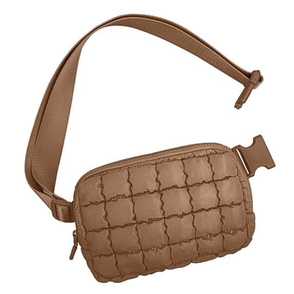 Btomtd Mini Versatile Plaid Shoulder Bag, Multi-Functional Crossbody Bag and Waist Pack, Compact and Multi-Purpose Carry-All, Casual Handbag and Purse, Brown