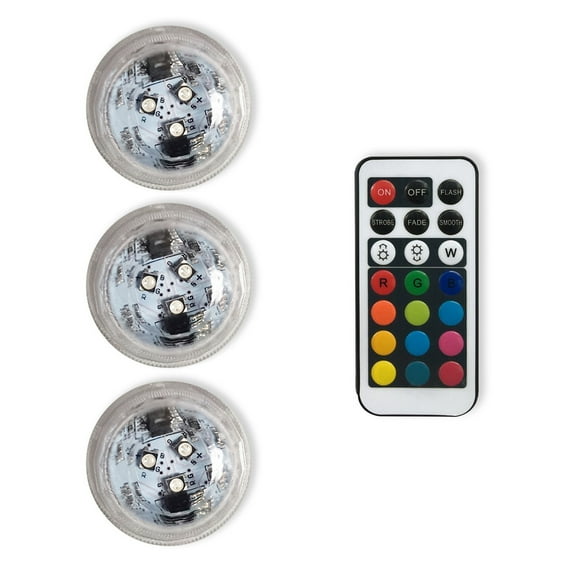 Btomtd Mini Waterproof LED Lights for Parties, 13 Colors with 4 Modes Flameless Candles, Holiday Decoration Lights Electronic Candle for Accessories, 1.2"x1.2"x0.9", 3pcs