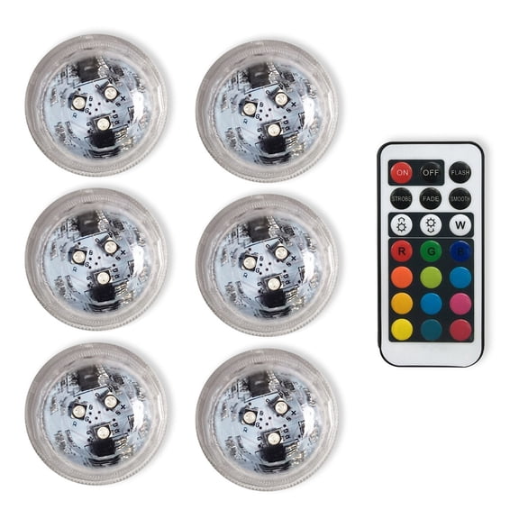 Btomtd Mini Waterproof LED Lights for Parties, 13 Colors with 4 Modes Flameless Candles, Holiday Decoration Lights Electronic Candle for Accessories, 1.2"x1.2"x0.9", 6pcs