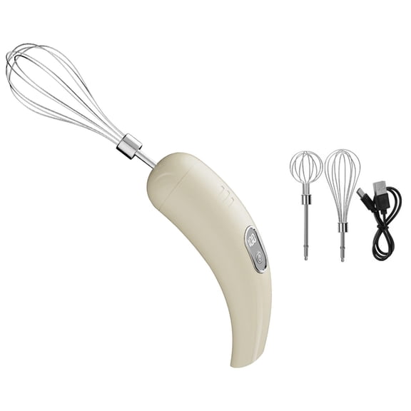 Btomtd Mini Whisk, Wireless and Rechargeable Hand Mixer, Portable Whisk for Cake Batter and Cream, Small Frother for Home Baking, Beige