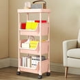 thumbnail image 1 of Btomtd Mobile Under Desk Cart with Wheels, 4-Tiers Rolling Storage Rack for Office, Floor Standing Multifunctional Organizer Shelving Unit 14"W x 10"D x 37"H, Pink, 1 of 6
