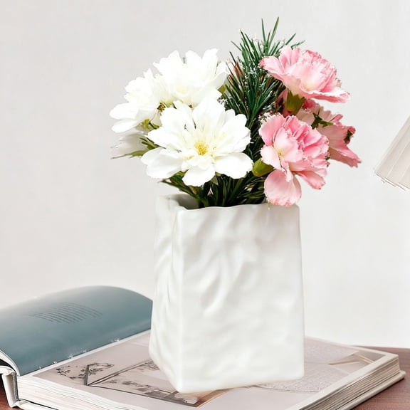 Btomtd Modern Shell Shape Vase, Desktop Ornament Flower Pot for Living Room, Flower Arrangement Vases for TV Cabinet and Entrance Decoration, B