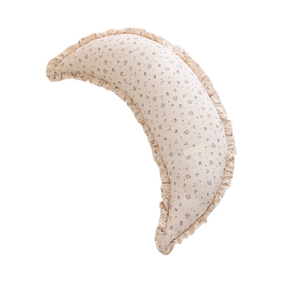 Btomtd Moon Shape Body Pillow for Side Sleepers, 31.5 Inch Long Bolster with Ruffled Edge, Removable Velvet Cover, Leg and Waist Support, A