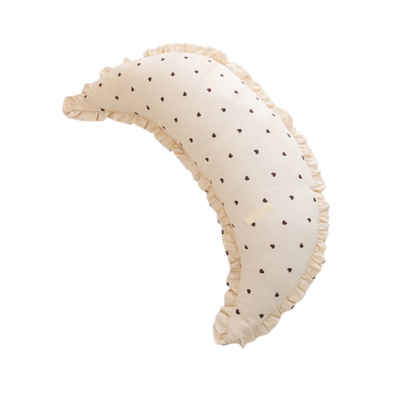 Btomtd Moon Shape Body Pillow for Side Sleepers, 31.5 Inch Long Bolster with Ruffled Edge, Removable Velvet Cover, Leg and Waist Support, B