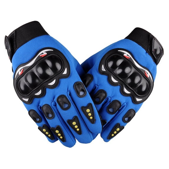 Btomtd Motorcycle Riding Gloves with Hard Shells for Joint Guard Protection, Breathable Full-Finger Gloves with Secure Grip, Blue