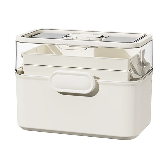 Btomtd Multi-Layer Household Storage Box with Large Capacity, Transparent Organizer Storage Containers for Pills, Medicine Storage Bins for Home, Size 6L, White