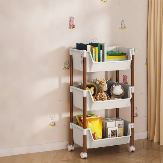 Btomtd Multi Layer Storage Cart with Wheels, Mobile Rack for Easy Assembly, Organizer Shelving Unit for Living Room Bedroom Kitchen Restroom 13"W x 9"D x 27"H, 3-Tier, A