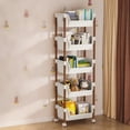 thumbnail image 1 of Btomtd Multi Layer Storage Cart with Wheels, Mobile Rack for Easy Assembly, Organizer Shelving Unit for Living Room Bedroom Kitchen Restroom 13"W x 9"D x 48"H, 5-Tier, A, 1 of 6