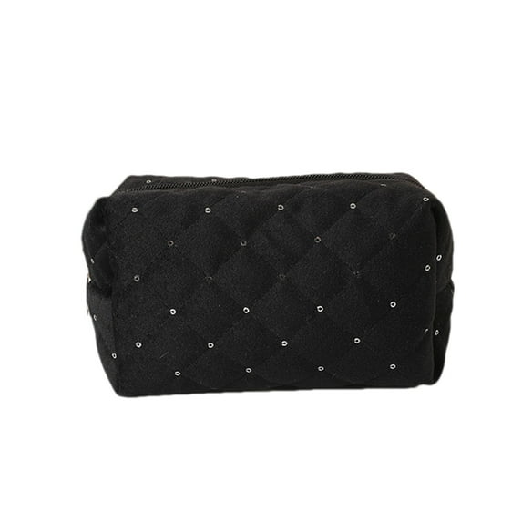 Btomtd Multifunctional Pattern Velvet Pencil Case Large Capacity Storage Student Zipper Pencil Bag Sequin Storage Pencil Pouch, Black