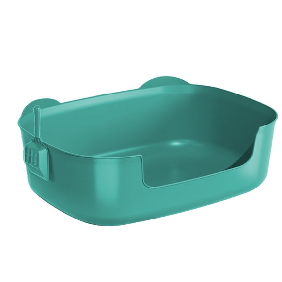 Btomtd Open Top Cat Litter Box, Large Capacity One-Piece Cat Litter Tray, Non-Stick Surface and Low-Track Cat Litter Pan for Easy Maintenance, Green