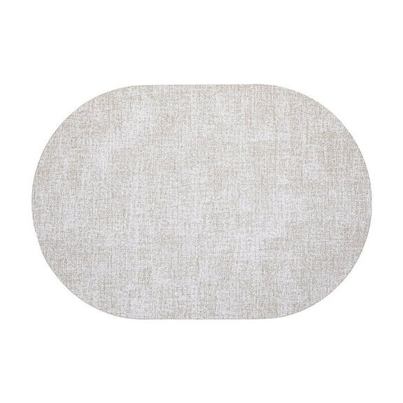 Btomtd Oval Leather Placemats Cloth Grain Oil Proof Western Food Heat Insulation Mat Home Table Mats, White