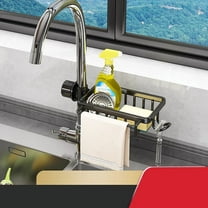 Btomtd Over The Faucet Sink Organizer Rack, No Drill Hollow Out Storage Shelves for Cloths, Countertop Shelf Rack Near Washbasin 10"W x 6"D x 2"H, A