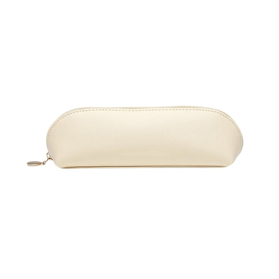 Btomtd PU Leather Pencil Pouch, Large Capacity Pencil Case for Students, Waterproof Cosmetic Brush Organizer, White