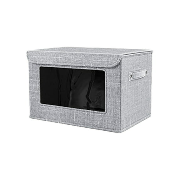 Btomtd PVC Front Window Storage Box with Visible Designs, Foldable Cotton and Linen Storage Containers, Home Organizer Box and Storage Bins for Clothes and Quilts, Size 10L, S