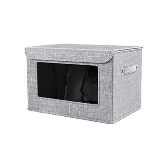 Btomtd PVC Front Window Storage Box with Visible Designs, Foldable Cotton and Linen Storage Containers, Home Organizer Box and Storage Bins for Clothes and Quilts, Size 10L, S