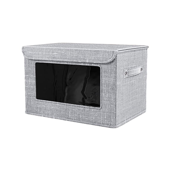 Btomtd PVC Front Window Storage Box with Visible Designs, Foldable Cotton and Linen Storage Containers, Home Organizer Box and Storage Bins for Clothes and Quilts, Size 24L, M