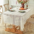 thumbnail image 1 of Btomtd Pastoral Crochet Lace Tablecloth, Woven Hollow Table Cover with Tassel for Dining and Living Room Decor, Holiday Gift Table Mat and Home Decoration, 59"x59", L, 1 of 6