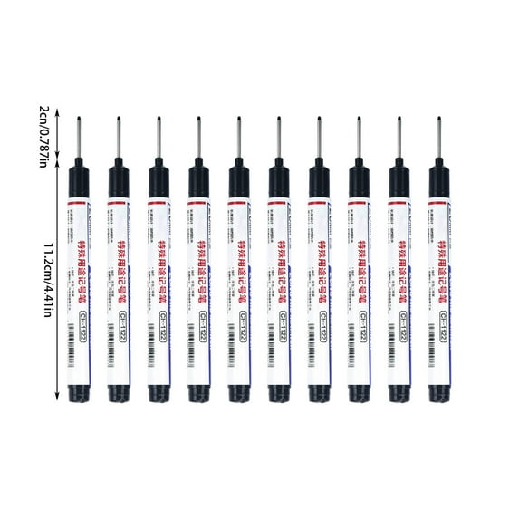Btomtd Permanent Markers 10 Count 10ml Long Nib Industrial Pens with Fast Dry Ink Markers for Students, Black