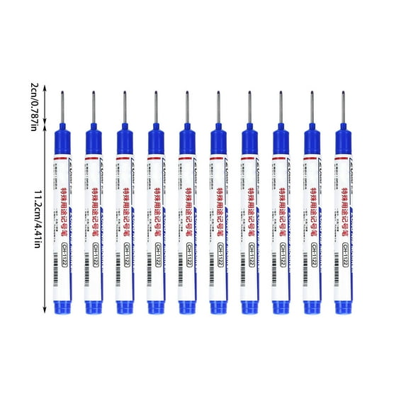 Btomtd Permanent Markers 10 Count 10ml Long Nib Industrial Pens with Fast Dry Ink Markers for Students, Blue