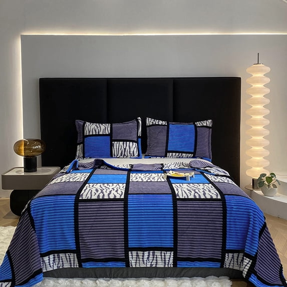 Btomtd Plaid Soft Fuzzy Flannel Blanket, Washable Multifunctional Napping Blanket for All Seasons, 39" x 59" (Blue)