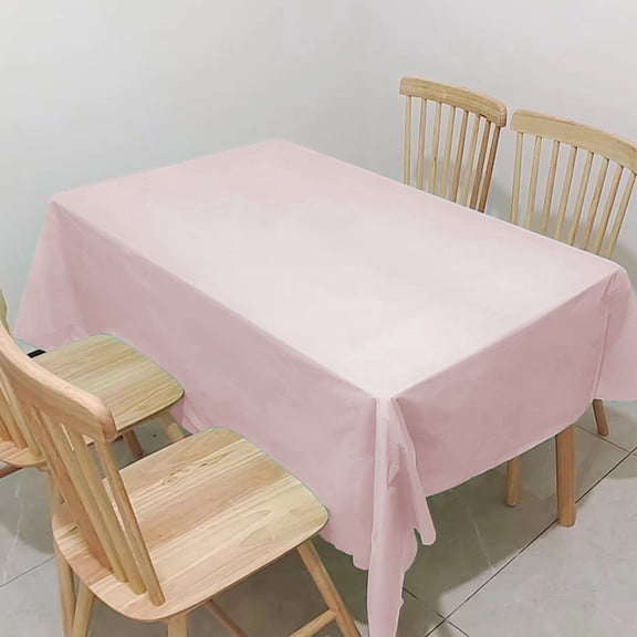 Btomtd Plain Disposable Tablecloth, Solid Color Plastic Table Cover for Parties, Water Proof and Oil Proof Table Cloth for Birthday and Holiday Dessert Tables, 72"x54", Pink