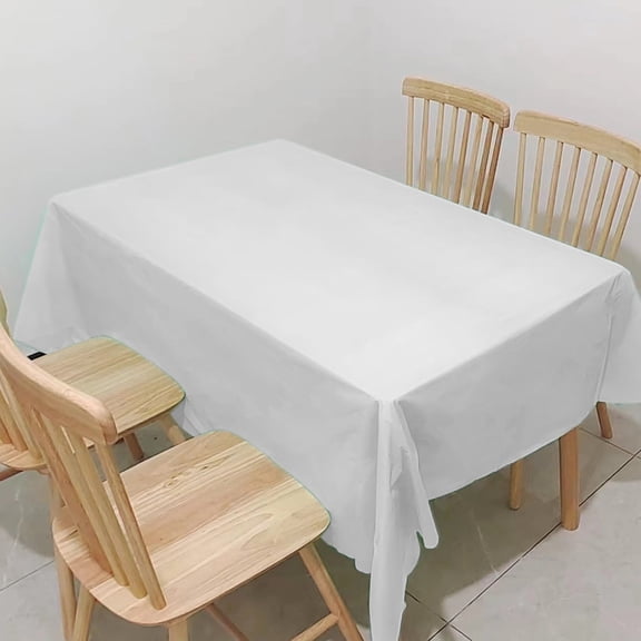Btomtd Plain Disposable Tablecloth, Solid Color Plastic Table Cover for Parties, Water Proof and Oil Proof Table Cloth for Birthday and Holiday Dessert Tables, 72"x54", White