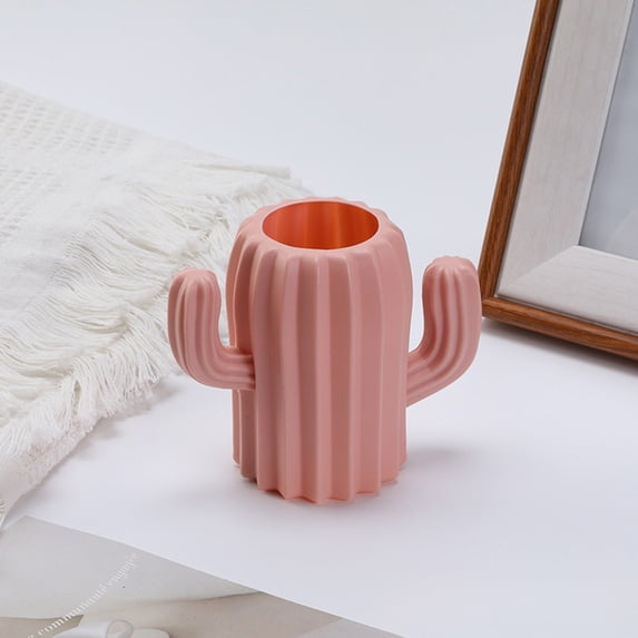 Btomtd Plastic Cactus Shape Vase for Diverse Decoration, Flowerpot for Home and Office Decor, Cute ases Suitable for Wedding and Event Display, Pink