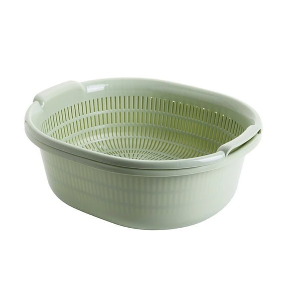 Btomtd Plastic Double Dishwashing Basket Draining Basket Kitchen Basket Household Fruit Bowl Multifunctional Round Dishwashing Basin Fruit Basket