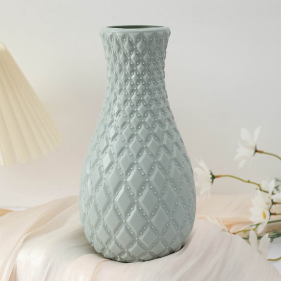 Btomtd Plastic Flower Vase with Modern Look, Decorative Vases for Home Shelf Bouquets, Event and Wedding Table Pot for Flowers, Green