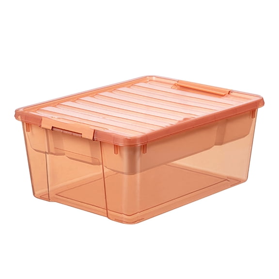 Btomtd Plastic Toy Storage Box Organizer with Lid Household Multipurpose Storage Container for Building Blocks Pellets and Miscellaneous, Orange