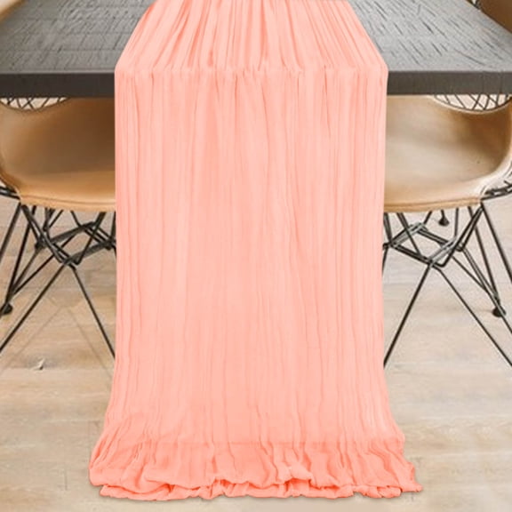 Btomtd Pleated Gauze Table Runner for Home Daily and Festice Decor, Wedding Party Table Cloth in Rustic Style, Holiday Table Decoration Runners and Cover, 118"x35", Orange