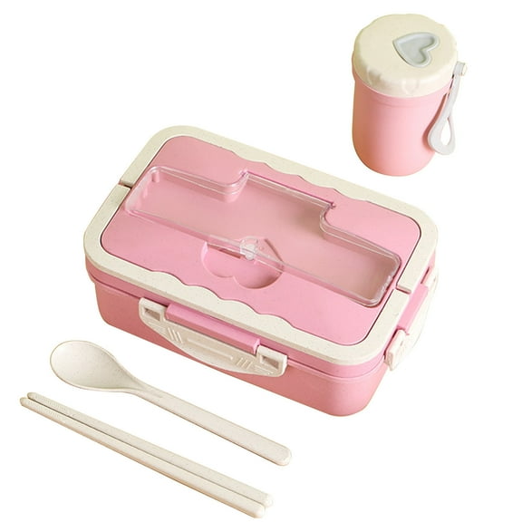 Btomtd Portable Bento Box with Lid And Cup Function Including Lunch Box Food Storage Container Leakproof for Home Office , Pink