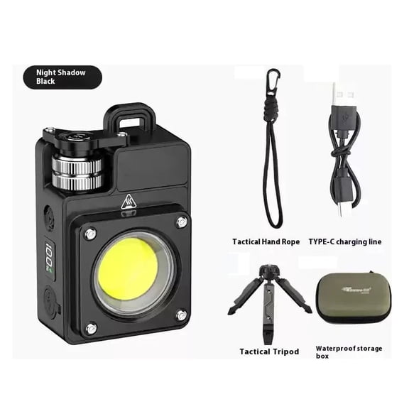 Btomtd Portable LED Flashlight and Outdoor Camping Lamp, Bright Campsite Lighting for Night Use, 3500 Lumen Max, Compact and Rechargeable Flashlights (Detachable Tripod Model, Black)