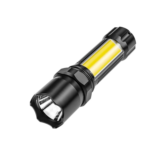 Btomtd Portable Multifunction COB Side Light Flashlight, 10W Strong LED Rechargeable Flashlights for Outdoor Household Use, Pocket Torch, Black
