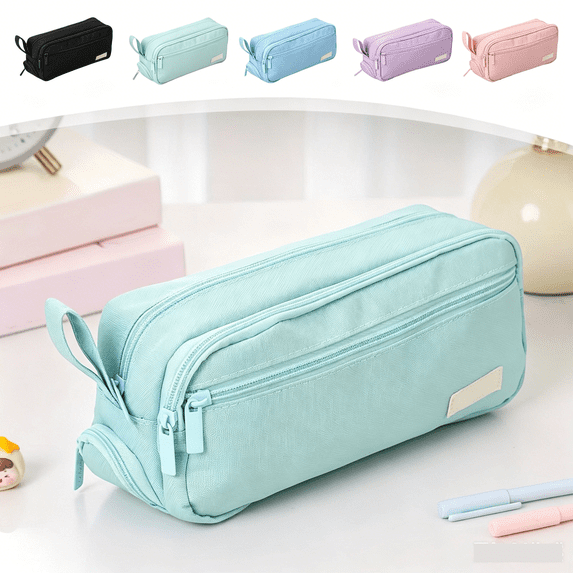 Btomtd Portable Pencil Case, Multi-Layer Large Capacity Stylish Student Pencil Pouch, Stationery Storage Pencil Bag for Opening Season, Green