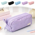 thumbnail image 1 of Btomtd Portable Pencil Case, Multi-Layer Large Capacity Stylish Student Pencil Pouch, Stationery Storage Pencil Bag for Opening Season, Purple, 1 of 7