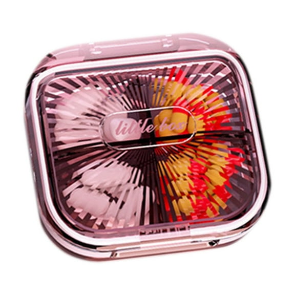 Btomtd Portable Small Compartment Storage Box Mini Transparent Sealed Padding Storage Container, Pink